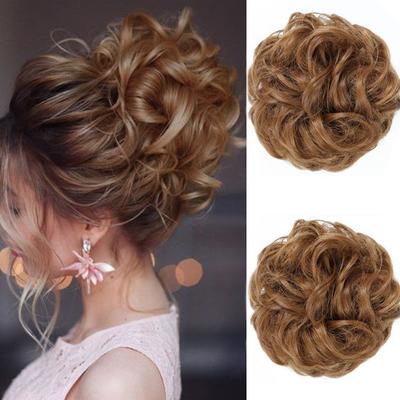 Parrucca per capelli ricci chignon alla moda da donna, clip nelle estensioni del parrucchino, per la sposa, capelli in fibra sintetica per l'uso quotidiano della festa di nozze