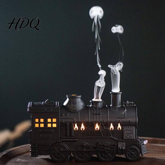 Regalo di Natale per Donna Diffusore di Aroma Treno Vintage da 300 ml Umidificatore Locomotiva a Vapore con Telecomando e LED Decorazione Carina Luce per Cameretta 2 Nebbie