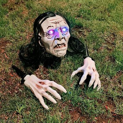 Outdoor Rising From Ground Breaking Skeleton Light Props Spooky Decoration for Yard Lawn Patio Festival Party Haunted House