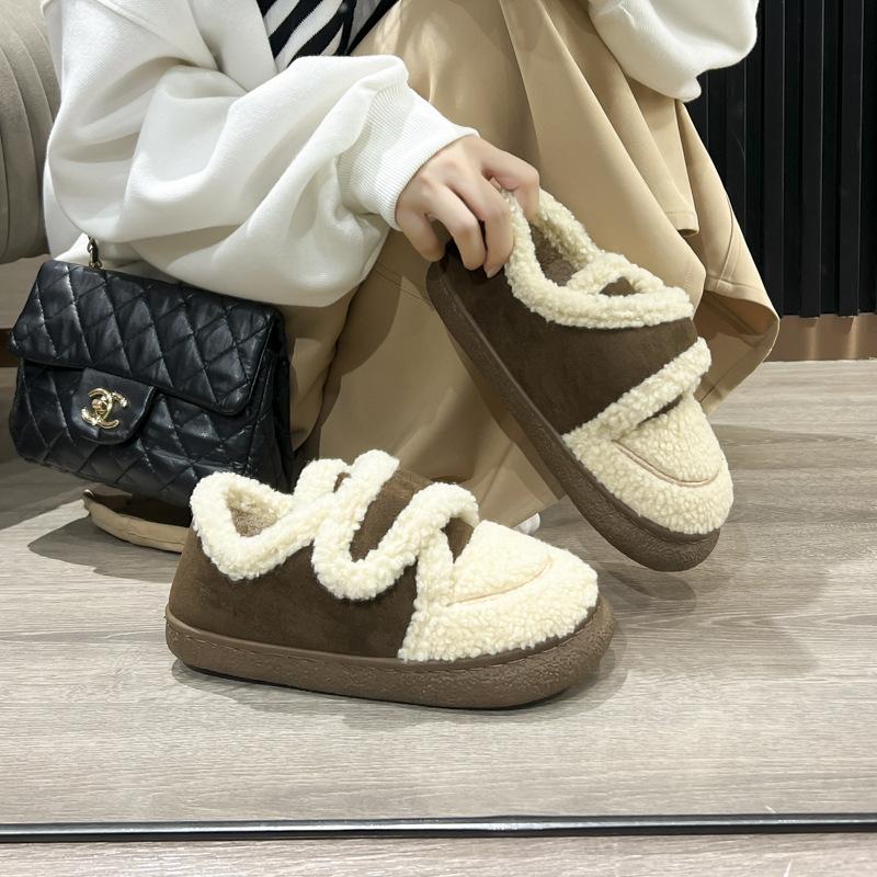 Fashion Plush Fur Slippers For Women Winter Outdoor Fluffy Warm Cotton Boots For Indoor Home Fuzzy Slides New Furry Cozy Shoes