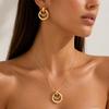 Versatile Geometric Circle Stud Earrings & High-End Necklace Jewelry Set for Women