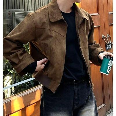 Men's Retro Suede Jacket - American Street Style Hip Hop Zipper Coat for Teens