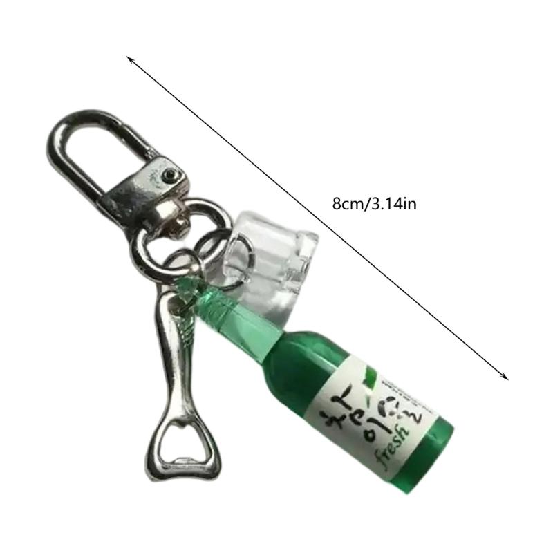 Unique Culture Inspired Beer Soju Bottle Keychain Charm Purse Decoration For Decorative Use And Fun Personalization
