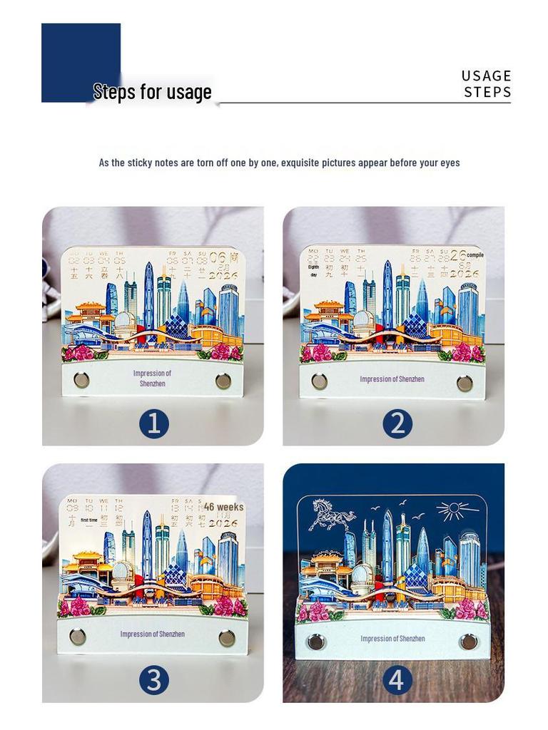 3D Landscape Jiangshan Memo Pad: Desktop Ornament & Calendar - Cultural & Creative DIY Gift