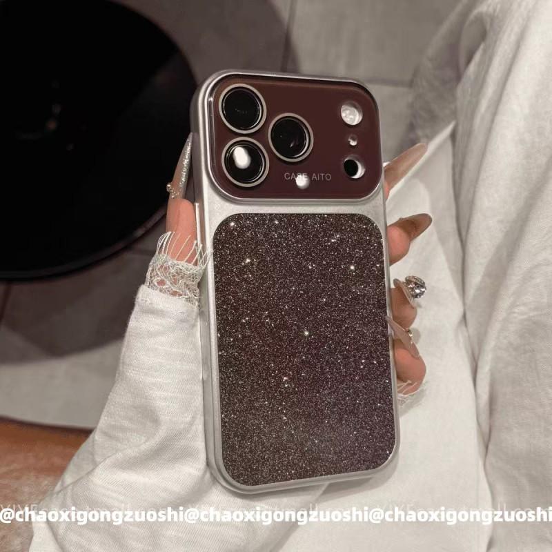 Luxury Glitter Phone Case IPhone 15 16 17 Pro Max Ins Aesthetic Full Cover Acrylic Shell With Design