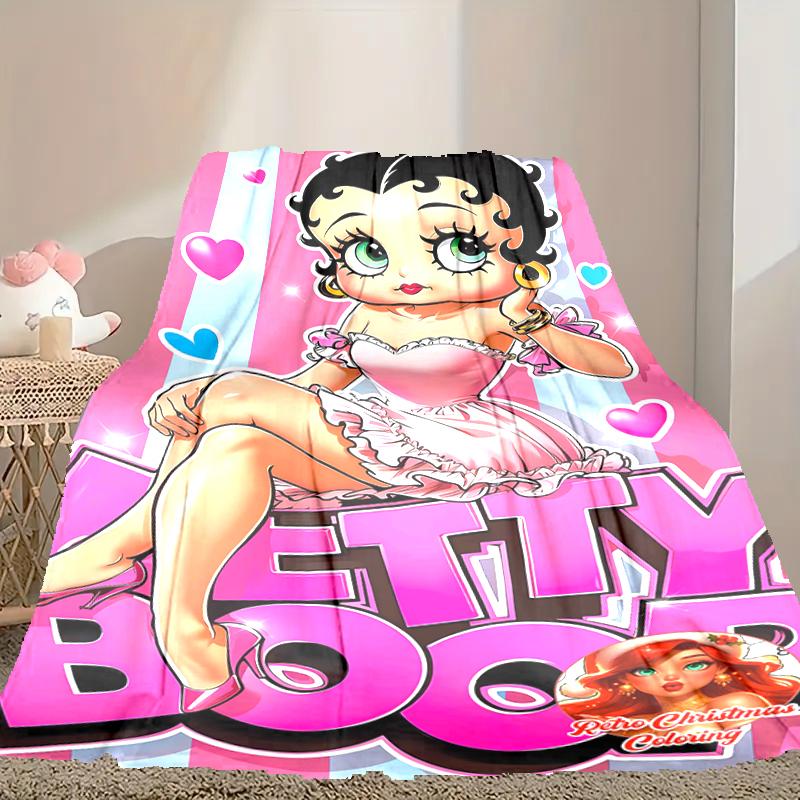 1pc Betty Boop Blanket, Home Printed Throw Blanket - Soft Blanket Gift for Family, Washable Sofa Bed Blanket