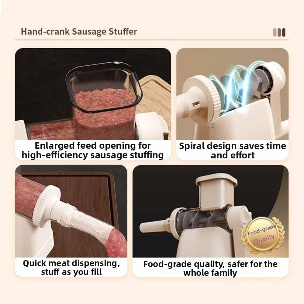 Manual Operation Manual Sausage Maker Large Capacity with 4 Filling Nozzles Hand Cranked Stuffing Machine Fast Filling