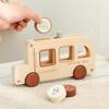 Wooden Material Hand-pushed Car Cylinder Blocks Wooden Cartoon Animal Bus  Baby Shower