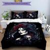 3pcs Gothic Portrait with Skull and Red Roses Bedding Set - Includes Quilt Cover and Pillowcases, Suitable for All Seasons J060