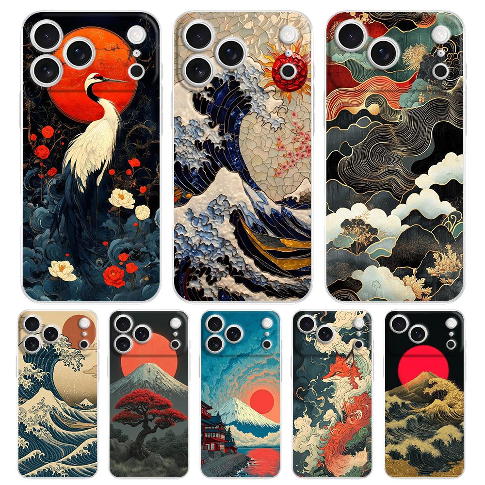 Soft Phone Case For iPhone 17 Air 16E 16 11 15 14 Pro MAX 12 13 7 8 Plus SE Easter Cover Protection Japanese Style Art Japan