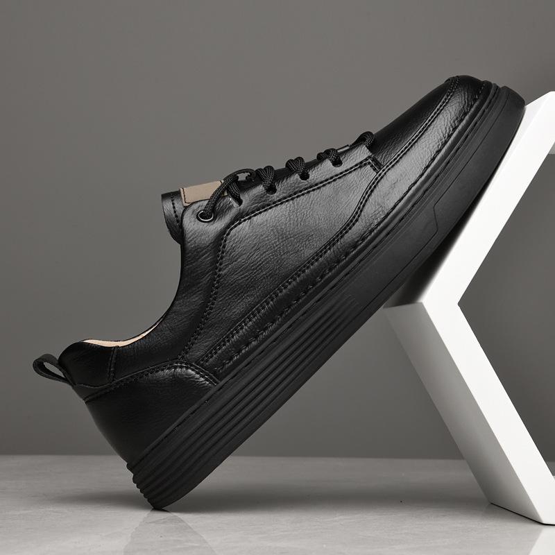 Men's shoes 2025 summer new youth leather waterproof little white board shoes British style Korean version platform casual shoes tide