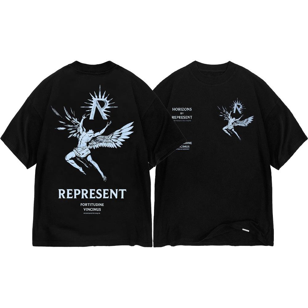Trendy brand REPRESEN classic slogan printed male and female couples crew neck pullover cotton short-sleeved T-shirt high street