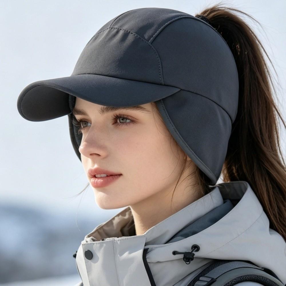 Solid Color Earmuffs Hat for Men Warm Ear Protection Hat Simple Winter Baseball Cap Autumn Winter