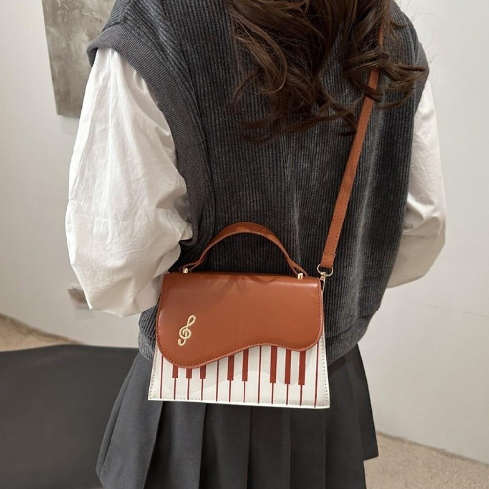 PU Leather Piano Note Crossbody Bag Square Women Handbag Sweet Shoulder Bag  Girls
