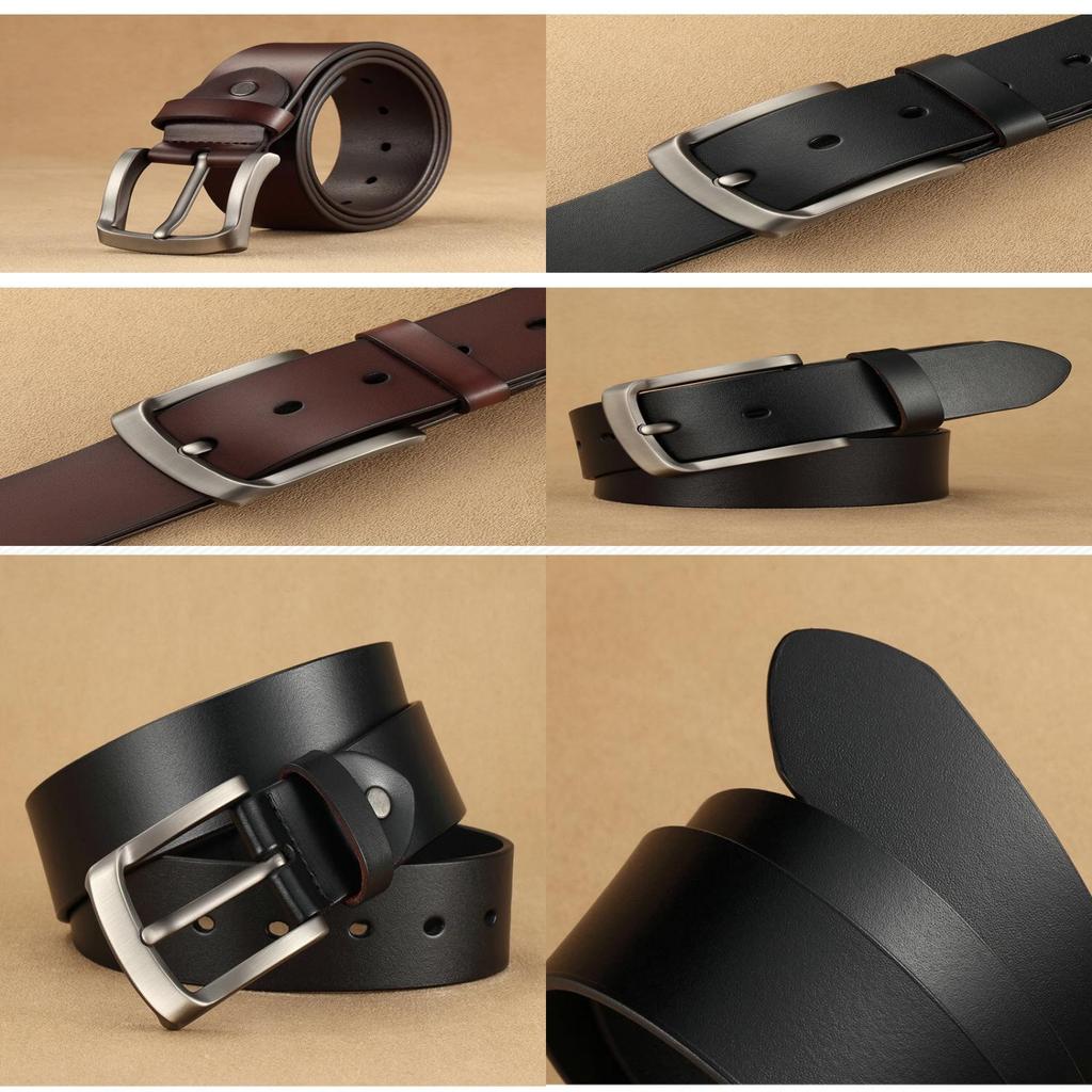 High Quality Men Belt Retro Pin Buckle Genuine Leather Waistband Alloy Buckle Pd401 Brown