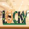 6pcs Wooden Table Sign Set 6 Patterns Lucky Clover Ornament Sincere Wishes For St Patrick Day Decor