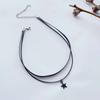 1 a retro fashion personality contracted stars the moon double black leather choker necklace cervical collar neck jewelry neckla