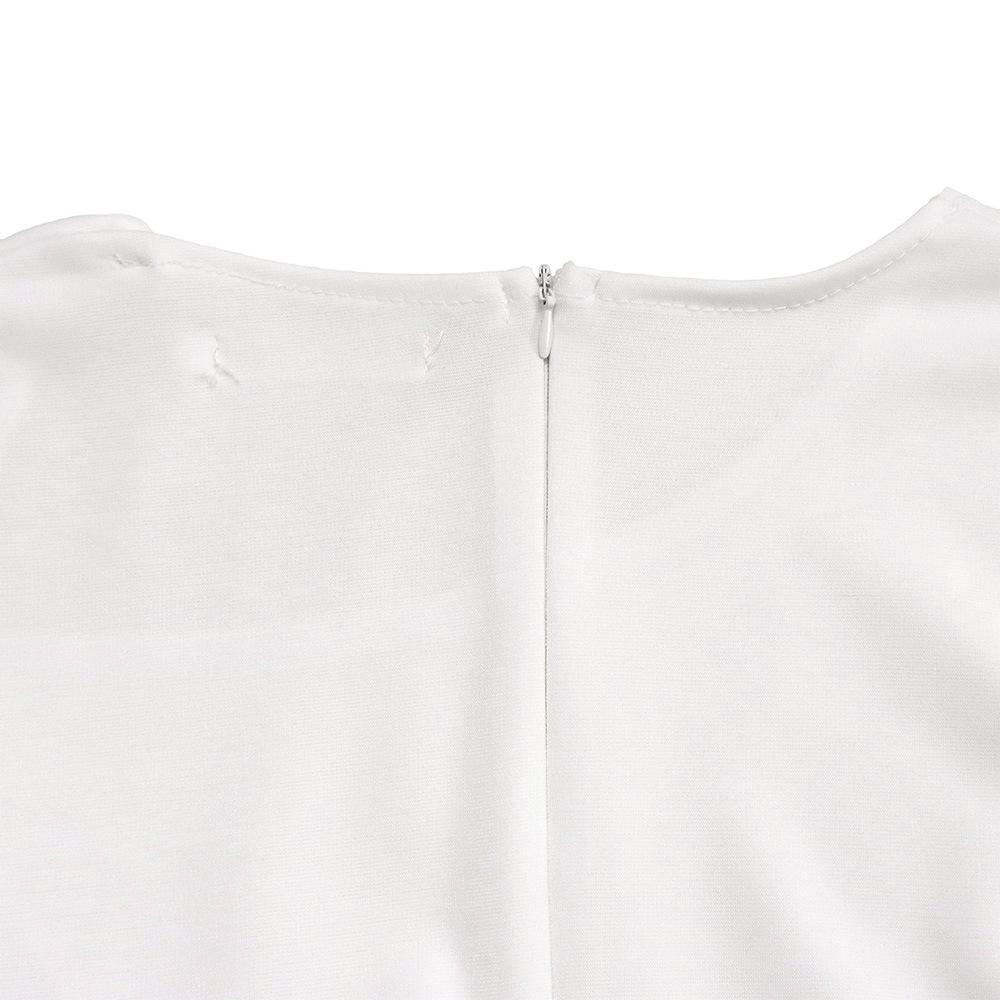 Large Size Women Spring Autumn Fashion Pleated Bandage Dress Ladies One Piece Solid Medium Sleeves Sheath Dress