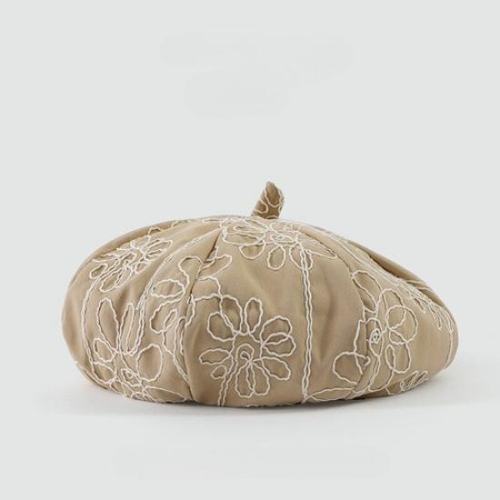 Женская классическая беретка шапка с цветочной вышивкой ретро французский берет шляпа кепка повседневная