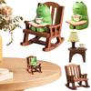 Cute Healing Small Decoration Cute Mini Frog Resin Figurine Rocking Chair Design with Book Coffee Home Bedroom Office Decoration