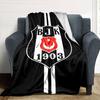 Football Club Emblem Stripe Print Flannel Throw Blanket, Sports Fan Soft Warm Blanket for Sofa Bed Couch Home Use
