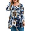 Women's Plus Size Top, Garden Collar Long Sleeved Shirt, Fashionable Floral Print Casual Top