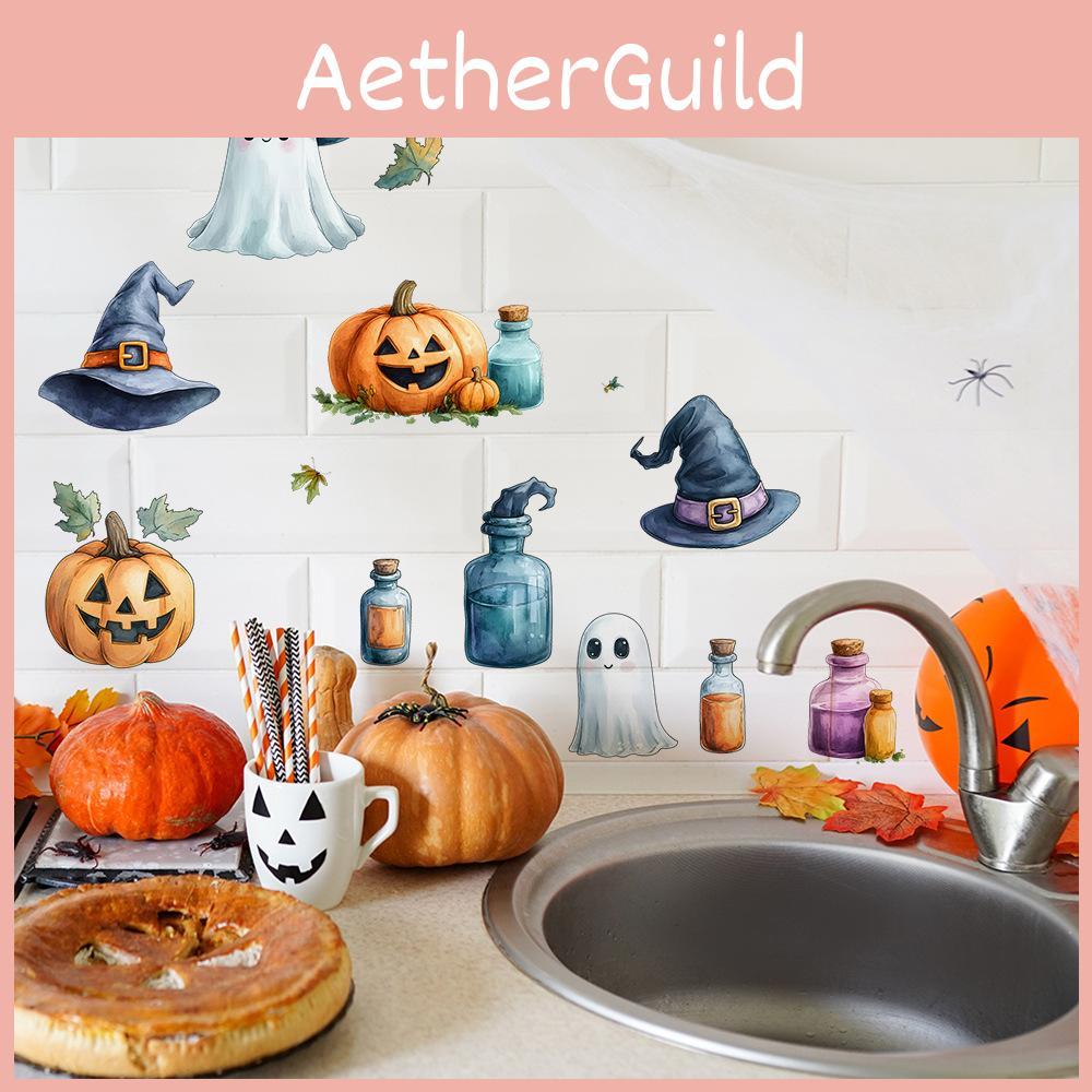 Wall Decor Sticker Pvc Halloween Pumpkin Witch Hat For Living Room And Office