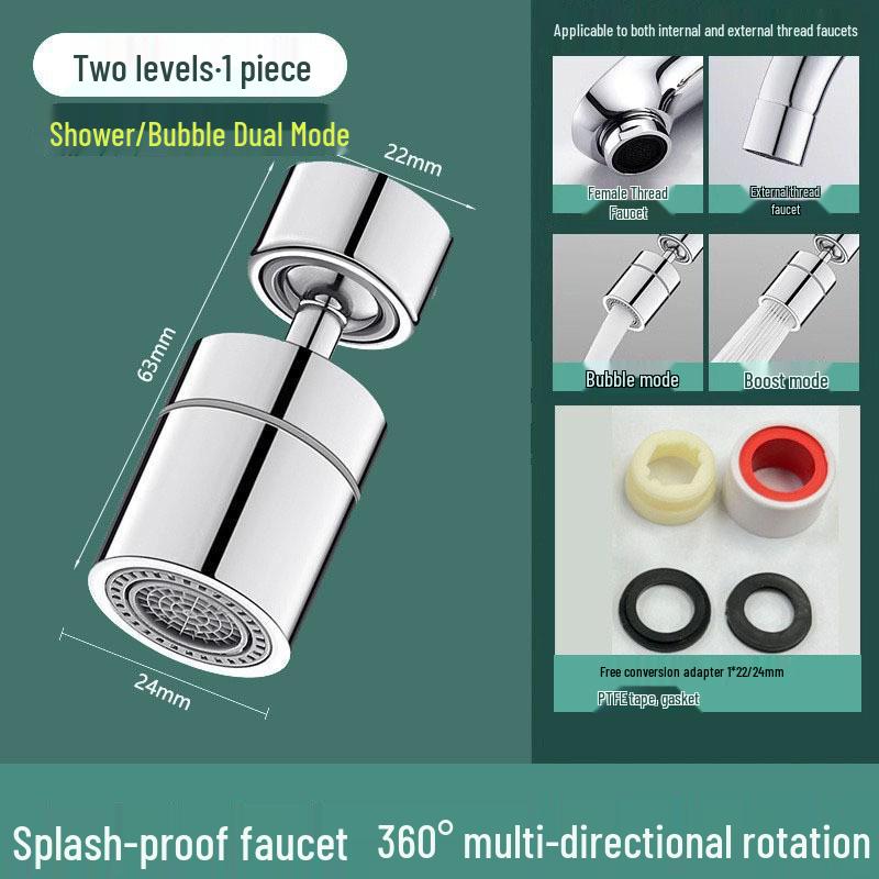 Universal Anti-Splash Rotatable Faucet Extender & Kitchen Aerator