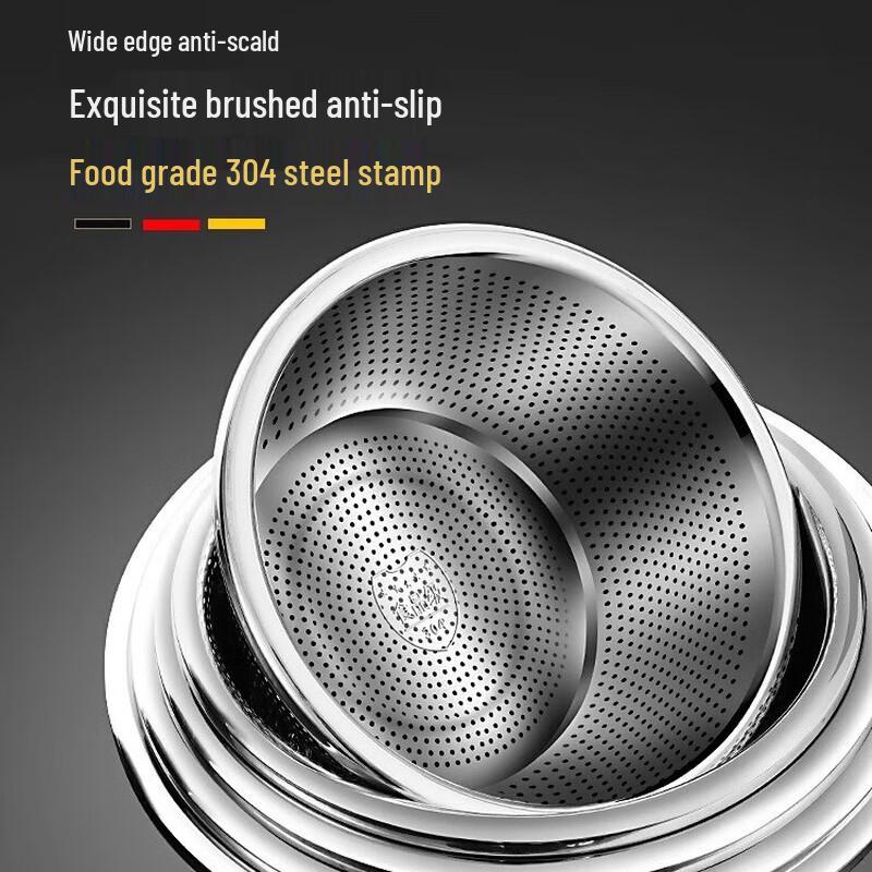 Ouluoti 22cm 304 Stainless Steel Basin & Sieve Set