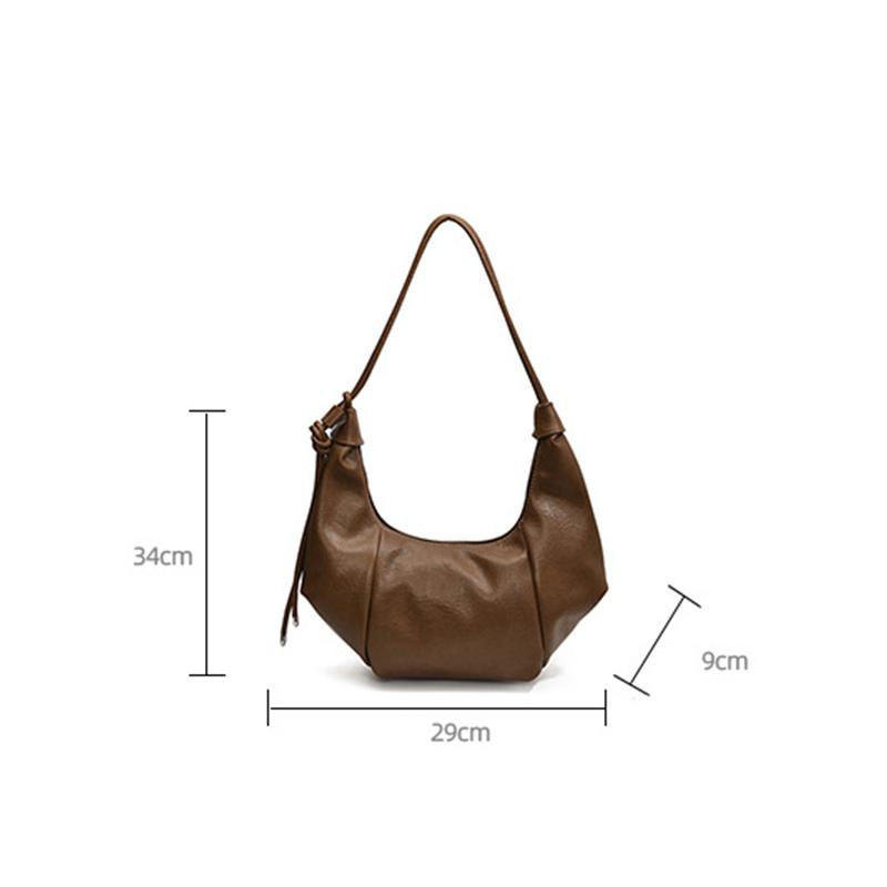 Underarm Bag PU Leather Solid Color Crescent Bag for Women Adjustable Strap Handbag Zipper Hobo Bag for Work Travel AVE