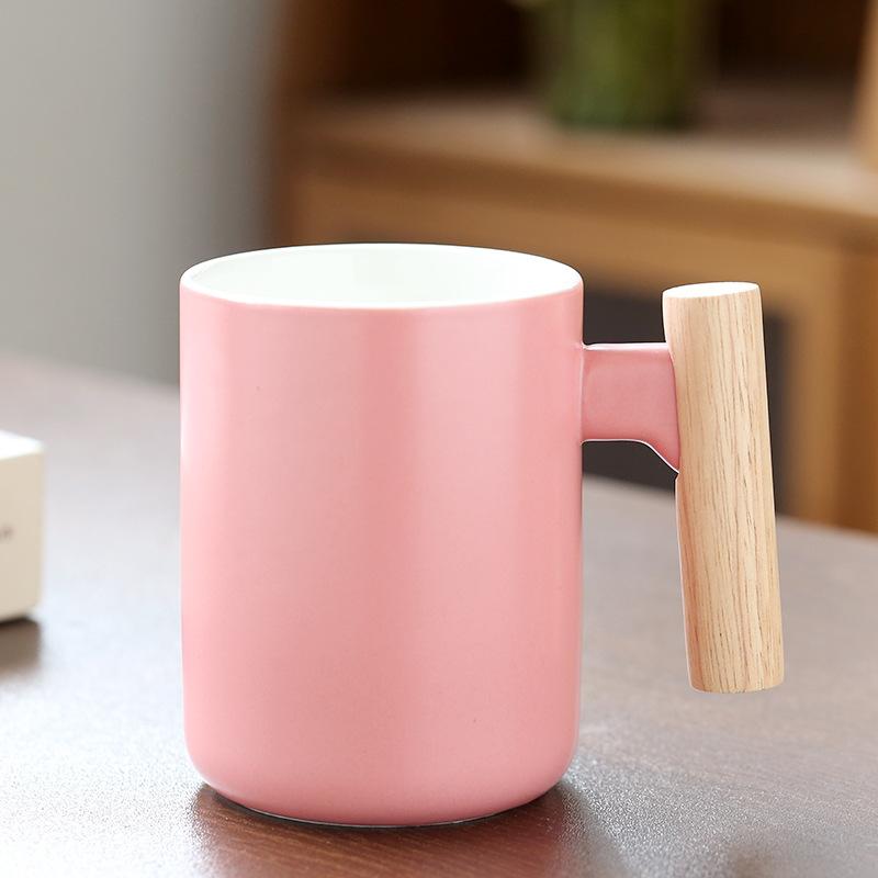 Tazza Creativa Ceramica Retrò Manico in Legno Tazza da Caffè per Ufficio Tazza d'Acqua Souvenir Evento di Apertura