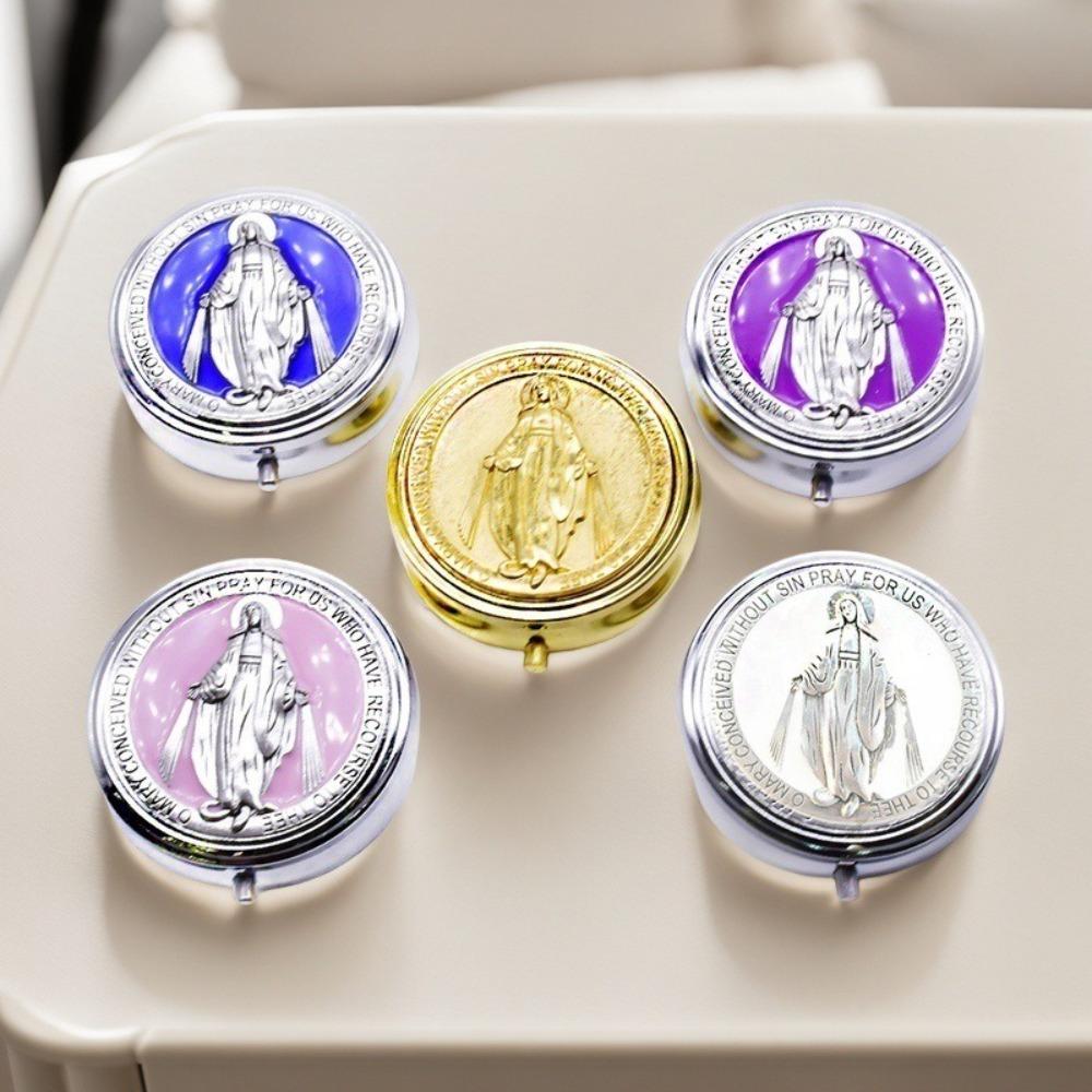 Retro Saint Benedict Jewelry Box Round Jewelry Storage Box  Accessories Storage