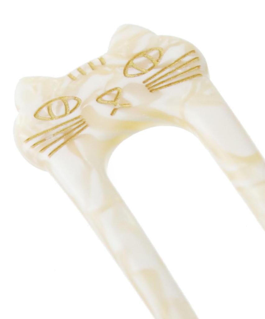 [VINGTAINE] Marble Pattern Cat Kanzashi (Hairpin) - Two-pronged Kanzashi, Tortoiseshell Style, Marble, Japanese Style Hair Accessory for Women