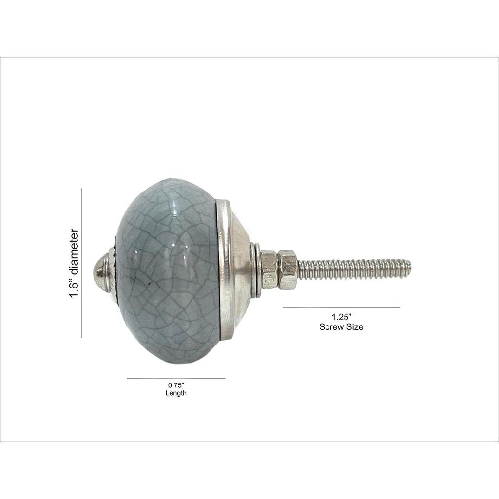Ceramic Knobs World Door knobs for Drawers Vintage Handmade Blue Mandala Cabinet Handle for Kitchen Wardrobe Furniture (Grey, Pack of 25)