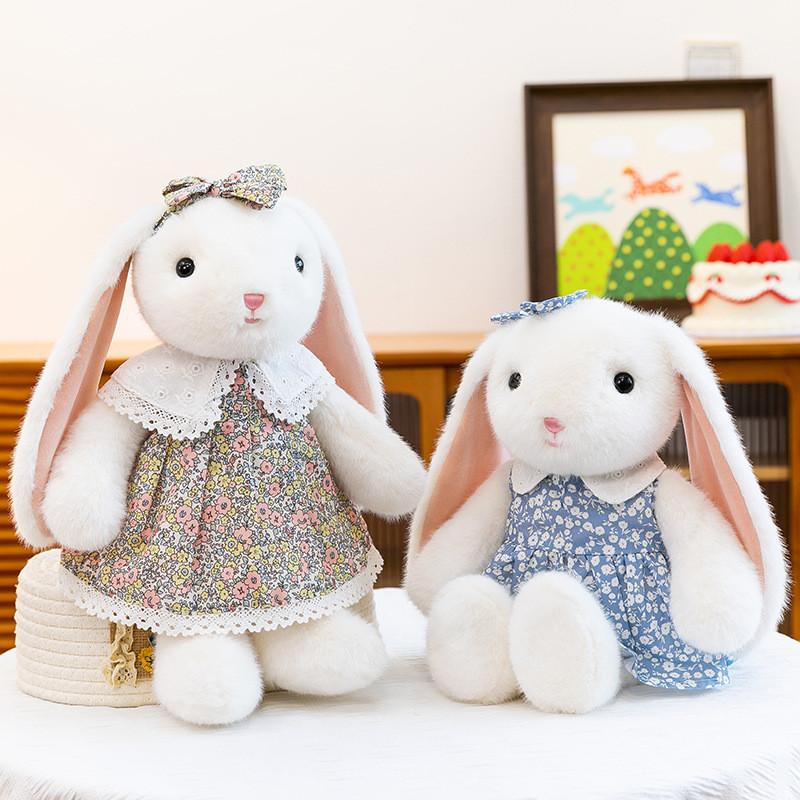 Plush Bunny Doll With Flower Dress For Kids Bedroom Decor And Gift Idea