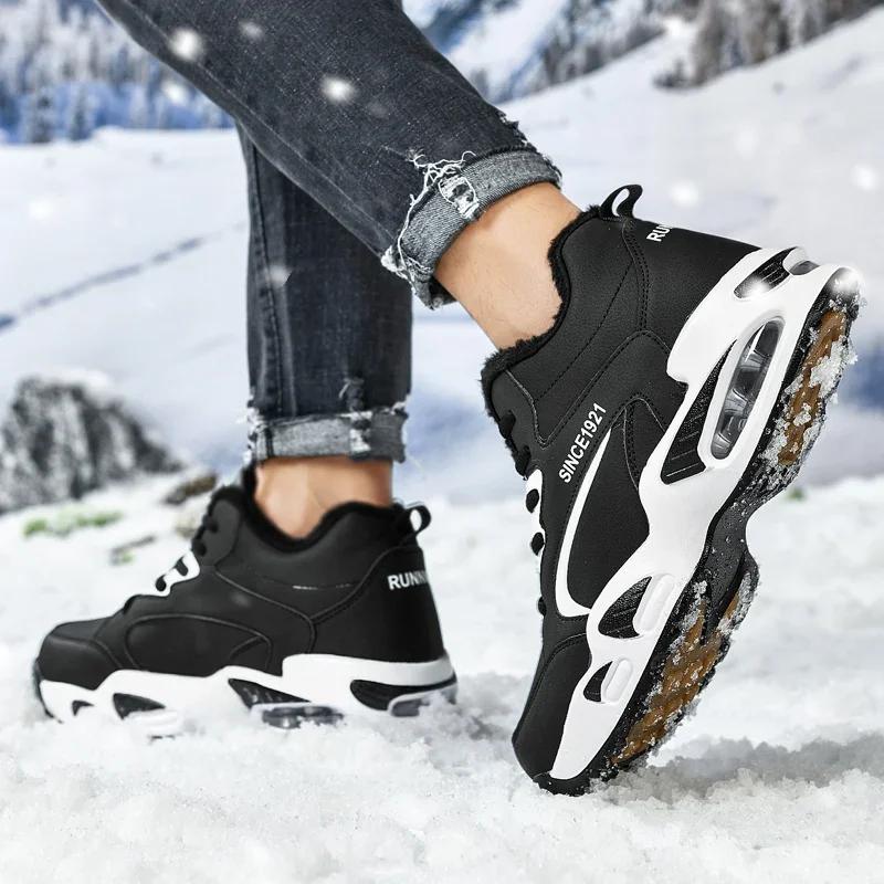 Cizme pentru bărbați 2024, papuci noi de iarnă, pantofi caldi pentru bărbați, pantofi de pluș, impermeabili, anti-alunecare, pantofi tenis pentru bărbați, pantofi de iarnă pentru bărbați