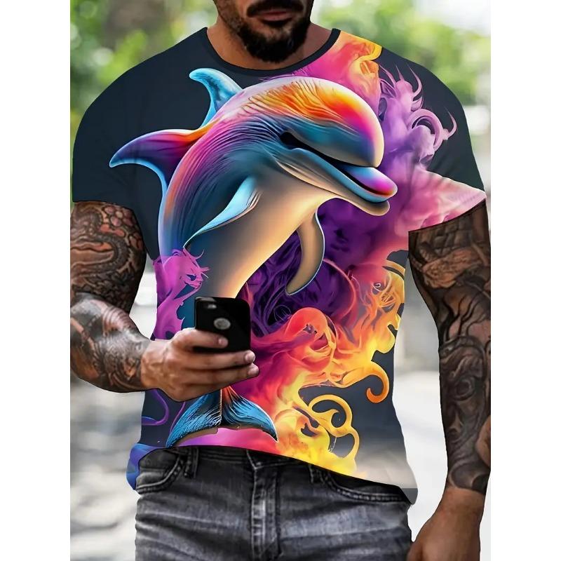 3D Print Men'S Ocean Animal Fish Graphic T-Shirt New In Casual Crew Neck Short Sleeve