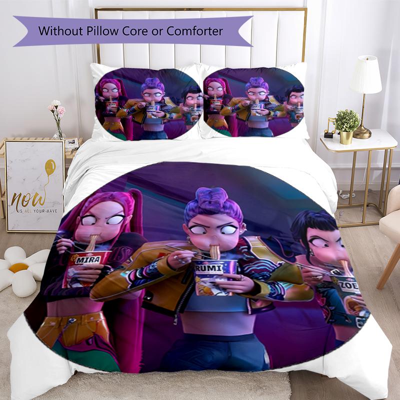 3pcs Kpop Hunter8 pattern bedding set duvet cover set includes duvet cover &pillowcases, perfect all season bedroom decoration & gift