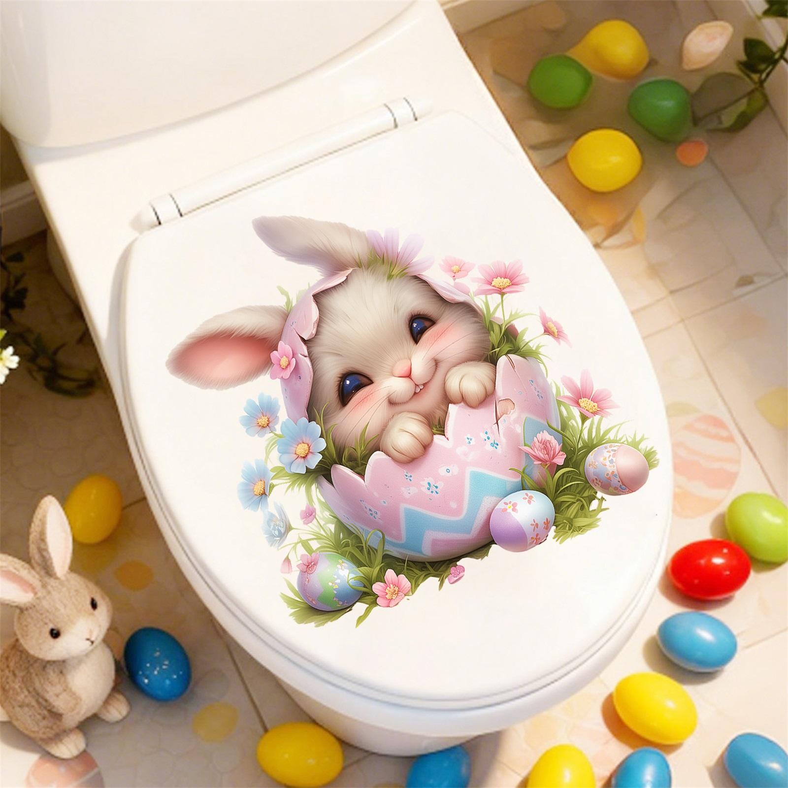 

Easter EggshellRabbitFlower Decoration Stickers Living Room Background Wall Bathroom Toilet Cover Stickers one size