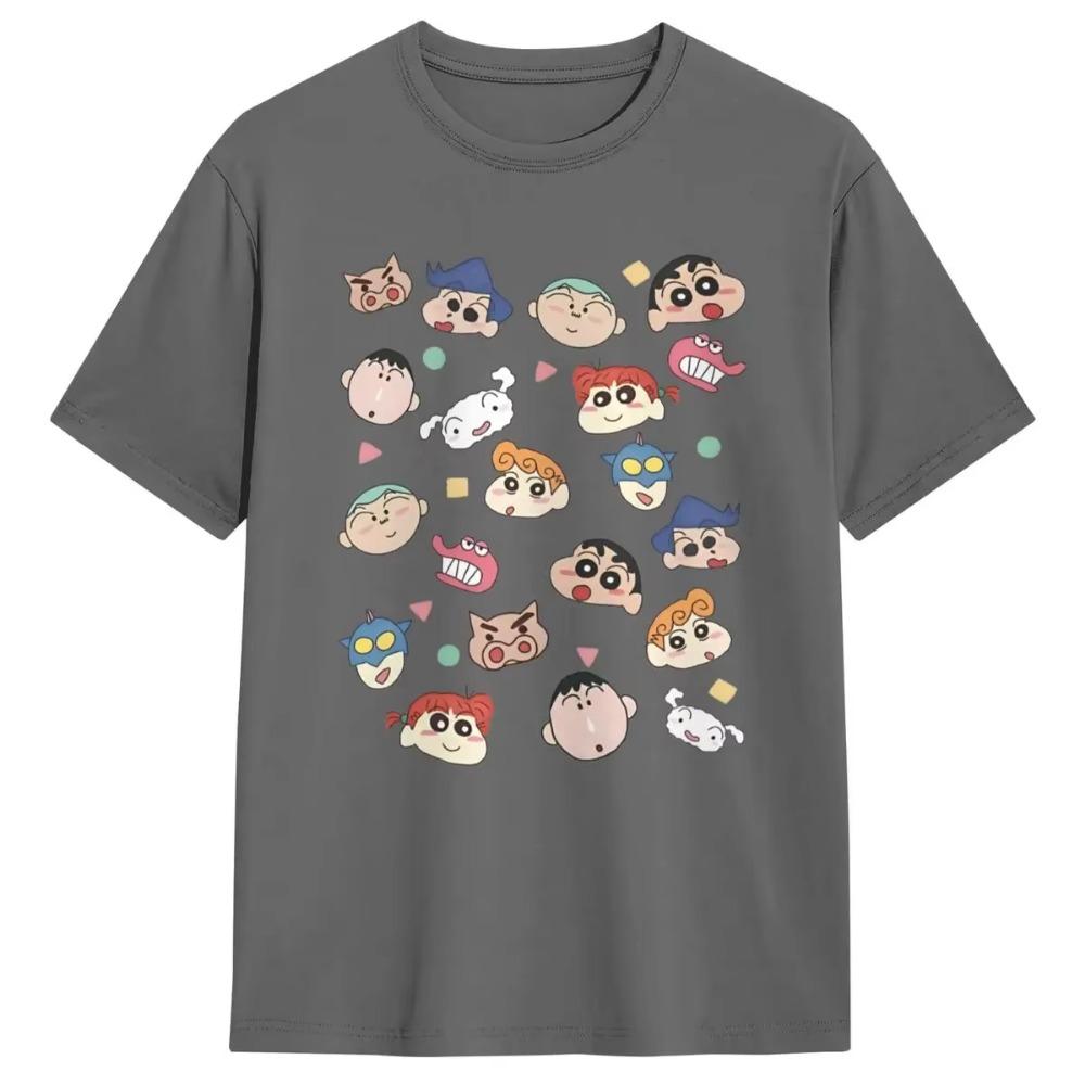 School Friends Crayon Shin Chan T-Shirt Summer Y2K Retro T Shirts 100 Cotton Tshirt For Mens Short Sleeves Clothing