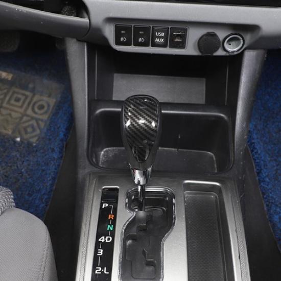 Schwarze ABS Kohlefaser Schalthebelkopf Abdeckung für Tacoma 11-15