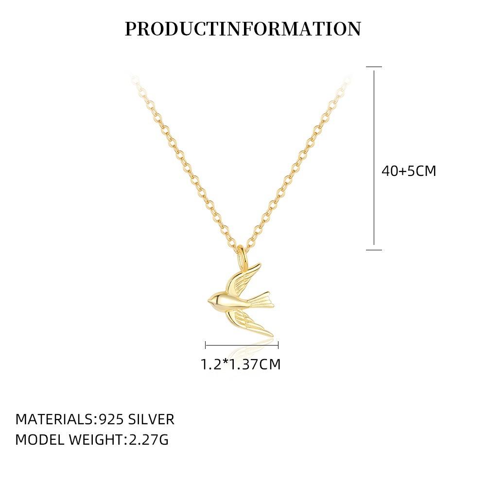 

925 Sterling Silver European and American Style Personalized Bird Necklace Female Niche Design Sense Fashion Ins Lucky Bird Collarbone Chain 925 Silver