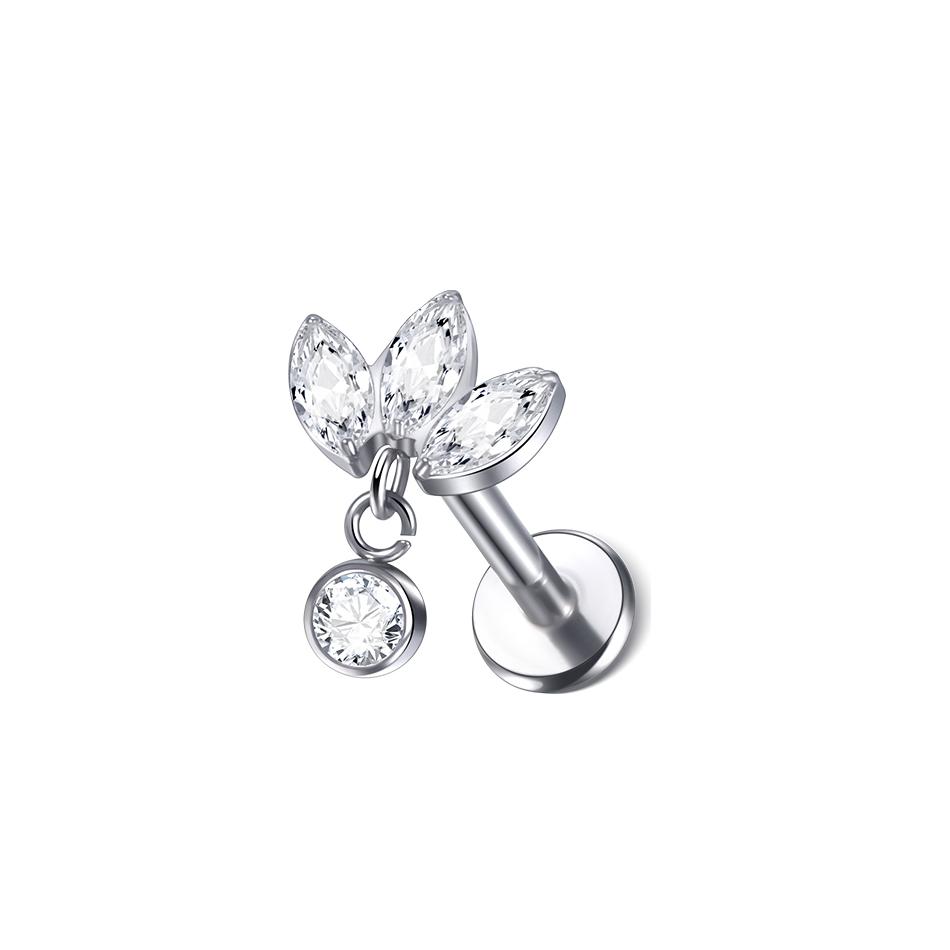 1 Stück Implantatgrad Titan Zirkon Stecker Ohrring Innen Gewinde Stern Labret Piercing Lippe Monroe Helix Tragus Piercing Schmuck