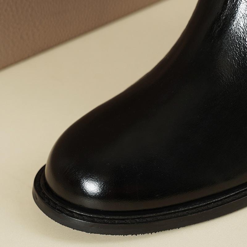 Wind But Knee Knight Boots Thick Heel Cowhide Thin High Boots Women's Fashion Boots OEM