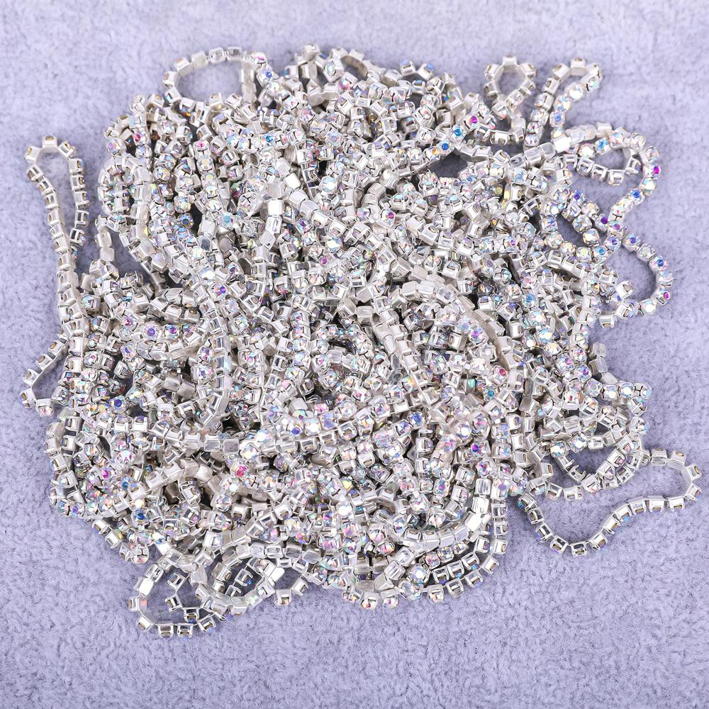 VC SS6-SS16 Crystal Cup Strass Rhinestones Roll Closure Sew Trimming Chain Elegant Decorative AB Chains for Clothing
