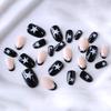 European & American Black Classic French Nail Art - Sweet Stars, Short Square/Round, Wearable
