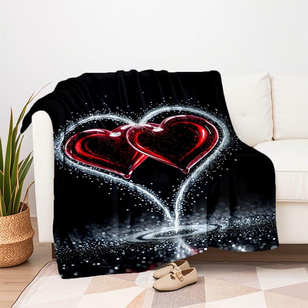 "Decorazioni Scintillanti a Forma di Cuore con Glitter per Feste a Tema Amore"Coperta in Flanella Morbida per Divano, Letto, Viaggio, Campeggio, Ufficio, Cou