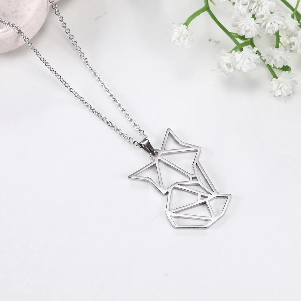 Cazador Hollow Fox Pendant Necklaces for Women Girls Cute Animal Neck Chains Stainless Steel Jewelry Birthday Gifts Wholesale