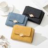 2025 Women's Medium Long Wallet with Metal Leaf Buckle and Zipper Coin Purse