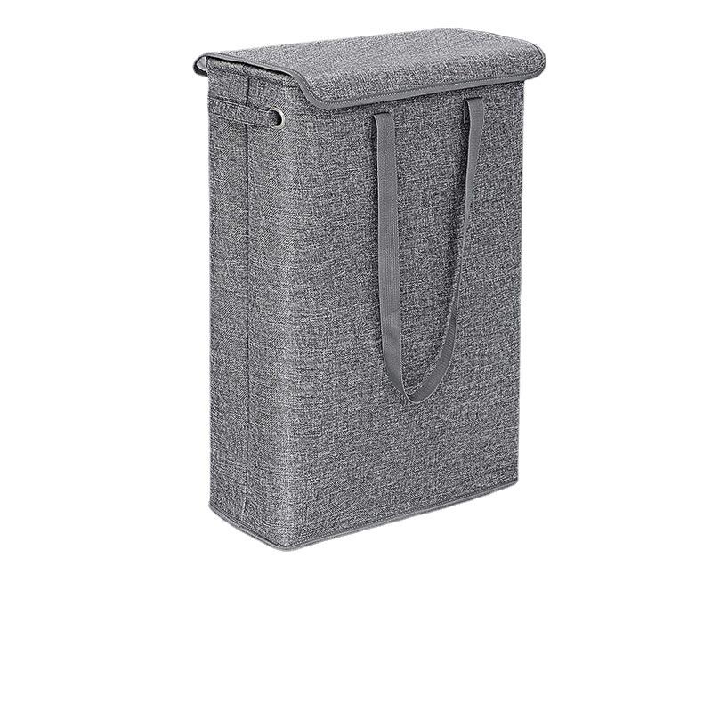 Double-Layer Narrow Strip Laundry Basket with Lid and Handle